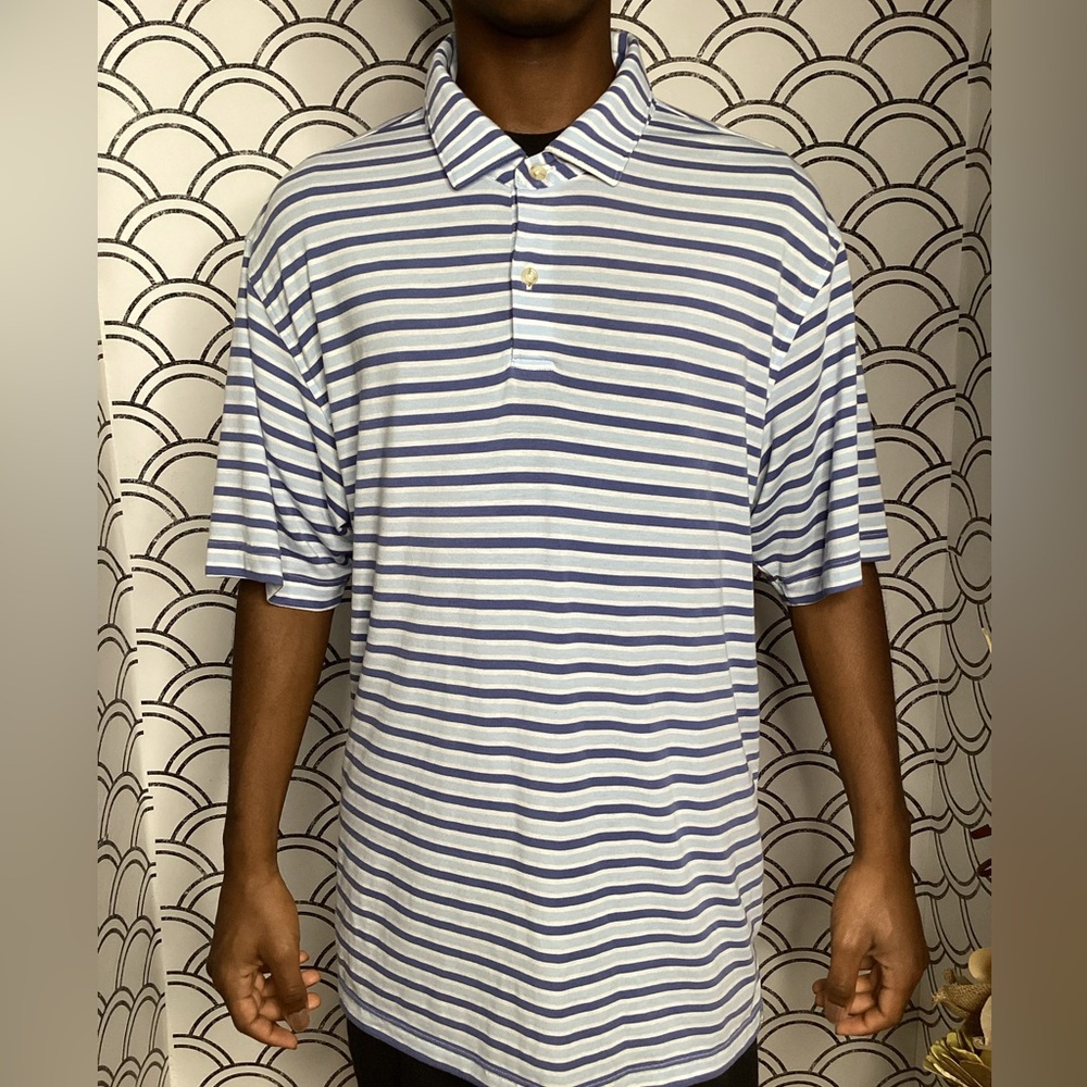 Peter Millar Coda Stripe Performance Piqué Polo – Size Large